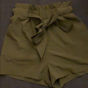 Olive green tie shorts